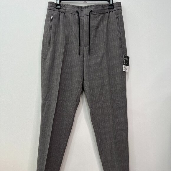 TOPMAN Other - NWT TOPMAN SLIM Size US32L Striped Trousers Zipper Pockets Grey MSRP$80